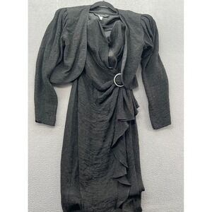 Vintage BB Collections Dress Set Womens 10 Crinkle Rhinestone Buckle Bolero